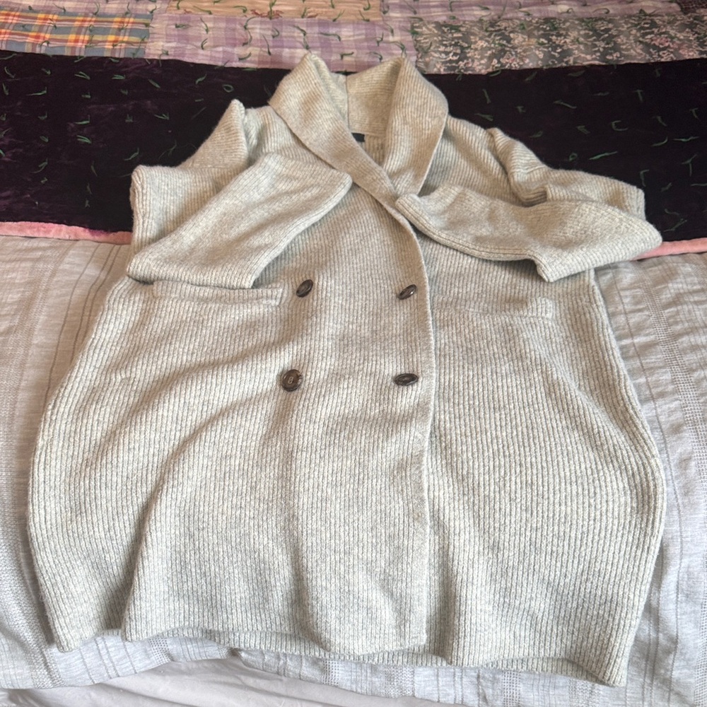 J Crew Double Breasted Long Sweater Coat Small